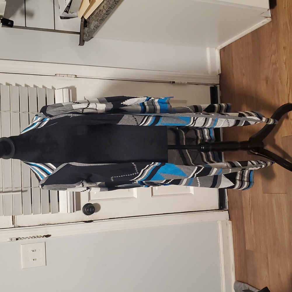 Olivia M Black White Amd Teal Cardigan
